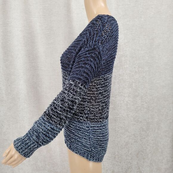Quinn Blue Ombre Scoop Neck Loose Knit Sweater Women's Size Small - Picture 3 of 8